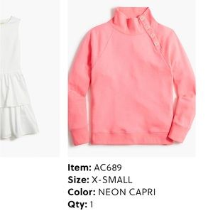 J crew button neck pullover xs neon pink